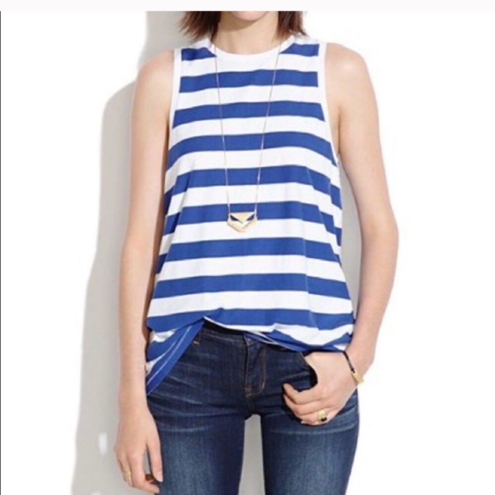 Madewell Blue & White Striped Tank